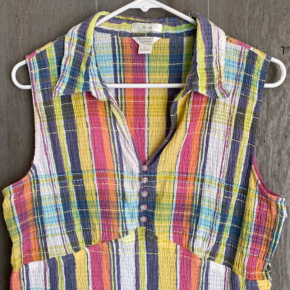 Christopher & Banks Plaid Sleeveless Top size Large